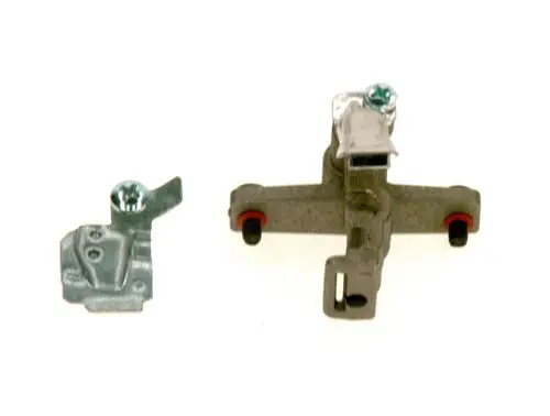Zwei Metallteile, vermutlich von einem Bosch Zündbrenner, in silberner Farbe, mit sichtbaren Schrauben und Dichtungen.